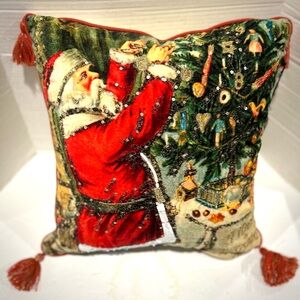 NEW John Derian for Target 18" Square Pillow Christmas Santa Sequin Throw Pillow